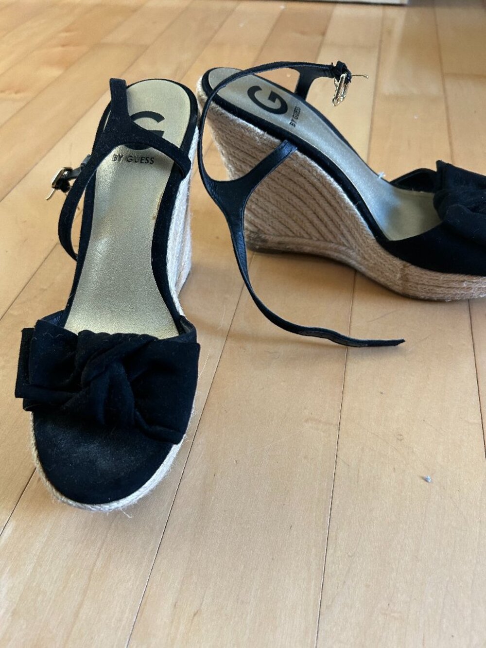 Black Bow Wedge Heels - G by Guess - size 8